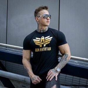 Fitness tričko Iron Aesthetics, black&gold obraz