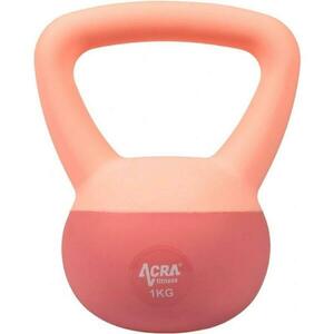 ACRA Soft PVC Kettlebell 1 kg, růžový obraz