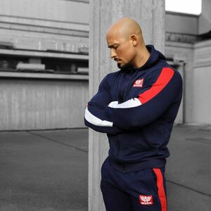 Mikina s kapucí a zipem Iron Aesthetics Tricolora, navy obraz