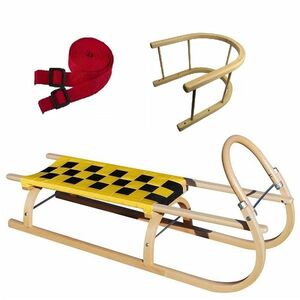 Sáně dřevěné SULOV 67 délka 110 cm + ohrádka + popruh obraz