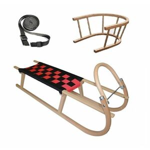 Sáně dřevěné SULOV Tatra délka 120 cm + ohrádka + popruh - černo-červené obraz