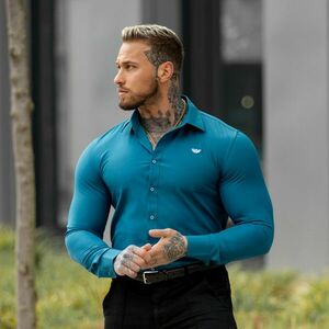 Strečová košile Iron Aesthetics Slim Stretch, smaragdová obraz