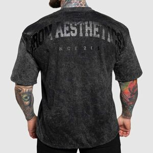 Oversize triko Iron Aesthetics College, washed black obraz