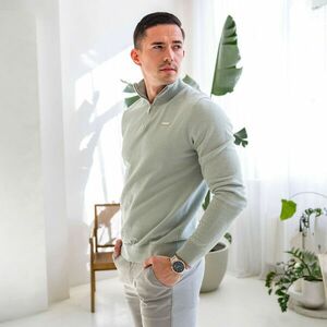 Svetr se zipem Iron Aesthetics Tomas, zelený sage obraz