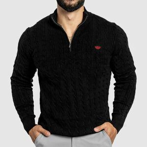 Pánský svetr Iron Aesthetics Cable Knit, černý obraz