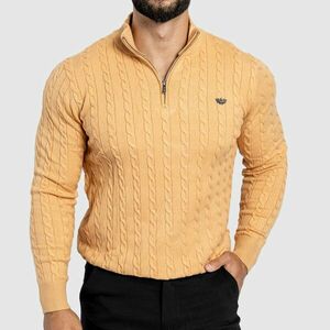 Pánský svetr Iron Aesthetics Cable Knit, camel obraz
