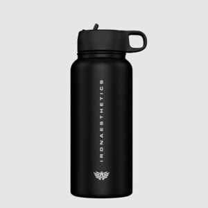 Nerezová láhev s brčkem Iron Aesthetics Flip Sip 500 ml, černá obraz