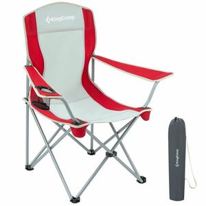 Kempingová skládací židle KING CAMP s opěrkami ocelová - červeno-šedá obraz