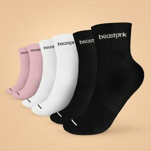 BeastPink Ponožky Midhigh 3Pack White Black Pink - S obraz