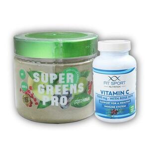 Czech Virus Super Greens PRO V2.0 360g + Vitamin C 1000mg with Rose Hips 120 tab - Lesní ovoce obraz