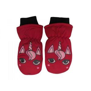 Dětské zimní rukavice palčáky C13-6 Jednorožec červená 2-4 roky obraz