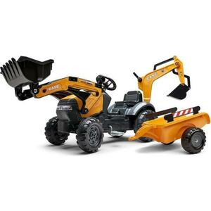 Falk Šlapací traktor 967N Case CE s nakladačem, rypadlem a vlečkou obraz