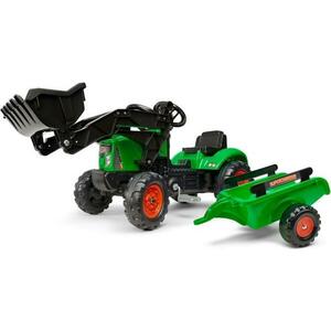 Falk Supercharger Šlapací bagr s otevírací kapotou a vlečkou zelený obraz