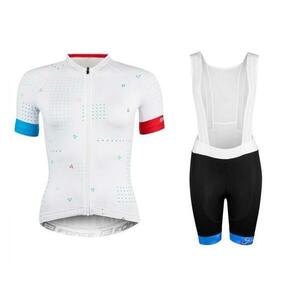 Force GAME bílý dámský cyklodres + Force GEM LADY černo-modré cyklokraťasy - XS obraz