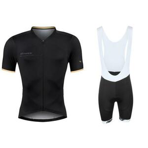 Force GOLD černo-zlatý cyklistický dres + Force B38 černé cyklokraťasy se šráky s vložkou - černo-zlatý M obraz