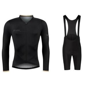 Force GOLD černý cyklodres - dlouhý rukáv + Force ACTION černé cyklokraťasy - XS obraz