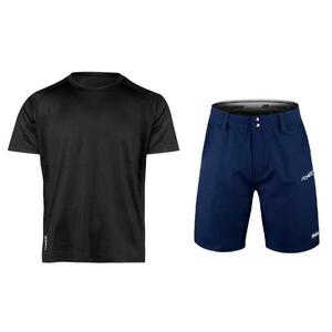 Force MTB MOUNT černý cyklodres krátký rukáv + Force BLADE MTB tm.modré cyklokraťasy - XXL obraz