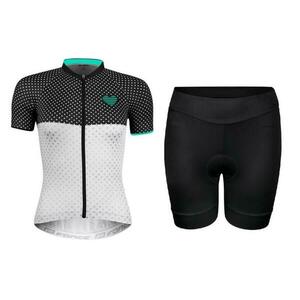 Force POINTS černo-bílo-tyrkysový cyklodres + Force CHARM LADY černé cyklokraťasy - XS obraz