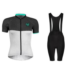 Force POINTS černo-bílo-tyrkysový dámský cyklodres + Force ACTION LADY černé cyklokraťasy se šráky a vložkou - XS obraz