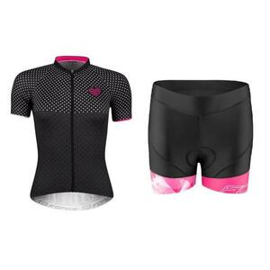 Force POINTS černo-růžový cyklodres - kr. rukáv + Force MINI černo-růžové cyklokraťasy - XS obraz