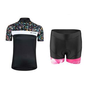 Force ROCK LADY černý cyklistický dres + Force MINI černo-růžové cyklokraťasy - XS obraz