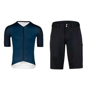 Force SCRIPT tm.modrý cyklodres + Force REBEL MTB černé cyklokraťasy bez vložky - tmavě modrý M obraz