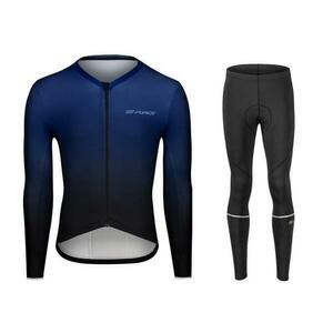 Force SMOOTH modro-černý cyklodres - dlouhý rukáv + Force MAZE černé cyklokalhoty - XS obraz