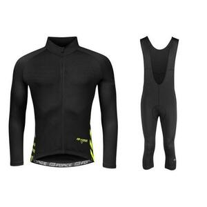 Force SPIKE černo-fluo cyklodres - dlouhý rukáv + Force MAZE černé cyklokalhoty - XS obraz