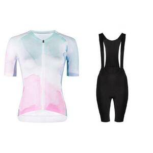 Force SPLASH LADY růžovo-modrý dámský dres + Force ACTION LADY černé cyklokraťasy - XS obraz