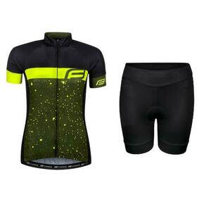 Force SPRAY LADY army-fluo cyklodres + Force CHARM LADY černé cyklokraťasy - XS obraz