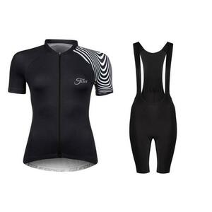 Force STREAM LADY černý cyklistický dres + Force ACTION LADY černé cyklokraťasy - XL obraz