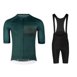 Force SWAY tm.zelený cyklodres - kr. rukáv + Force ACTION černé cyklokraťasy - M obraz