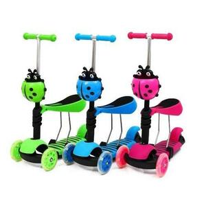 GGV Beruška 3v1 s LED kolečky dětská koloběžka - Zelená obraz