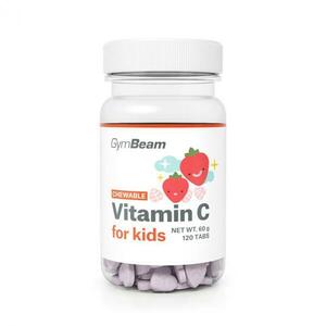 GymBeam Vitamín C, tablety na cucání pro děti 120 tab. - jahoda obraz