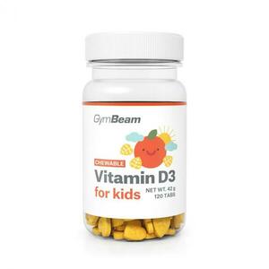 GymBeam Vitamín D3, tablety na cucání pro děti 120 tab. - pomeranč obraz