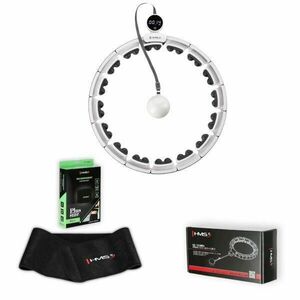 HMS Sada masážní hula hoop HHM16 bílá se závažím, magnety a počítadlem a zeštíhlujícího pásu BR163 PLUS SIZE obraz