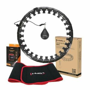 HMS Sada masážní hula hoop HHW12 PLUS Size se závažím a zeštíhlujícího pásu BR163 černá obraz