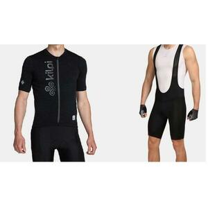 Kilpi PETRANA-M tmavě šedý merino cyklistický dres + KILPI RIDER-M Černé cyklistické kraťasy - M obraz