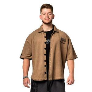 Nebbia Washed-off oversized košile 90s THROWBACK 347 - XL - hnědá obraz