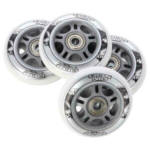 Nils Sestava bílých PU koleček 80x24 + ložiska ABEC7 EXTREME obraz