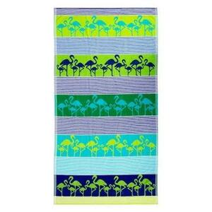 Oboustranná plážová osuška Lovely Home Crazy Flamingo zelená obraz