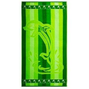 Oboustranná plážová osuška Lovely Home Dolphin Stripe zelená obraz