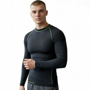 Pánské termo triko s dlouhým rukávem BLIZZARD-SHORT CUT-Mens long sleeve, anthracite/neon yellow obraz
