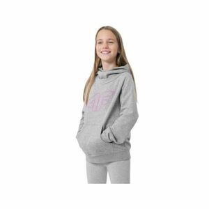 Dívčí mikina s kapucí 4F JUNIOR-GIRLS SWEATSHIRT JBLD002-25M-GREY MELANGE obraz
