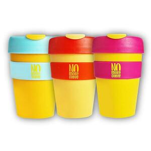 Ostrovit No More Coffee Mug 340ml hrnek se šroubovacím víčkem - Žluto růžový obraz