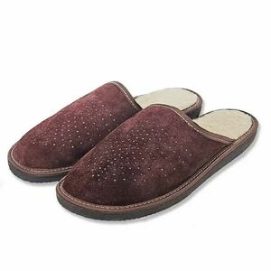 Ovčíno pánské hnědé kožené pantofle s ovčí vlnou - EU 41 obraz