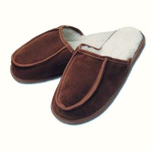 Ovčíno PARDÁL hnědé pánské kožené pantofle s ovčí vlnou - EU 46 obraz