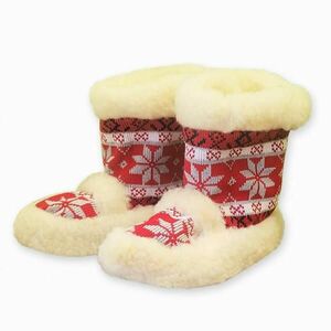 Ovčíno TV bačkory NORSKÉ vysoké - červené - EU 40-41 obraz