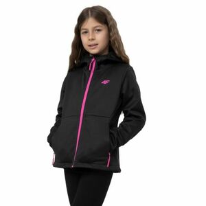 Dívčí turistická softshellová bunda 4F JUNIOR-SOFTSHELL JACKET F042-20S-DEEP BLACK obraz