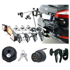 Peruzzo Parma nosič na tažné zařízení 4 kola + držák 1.kola + zámek kol + adaptér el. přípojky obraz